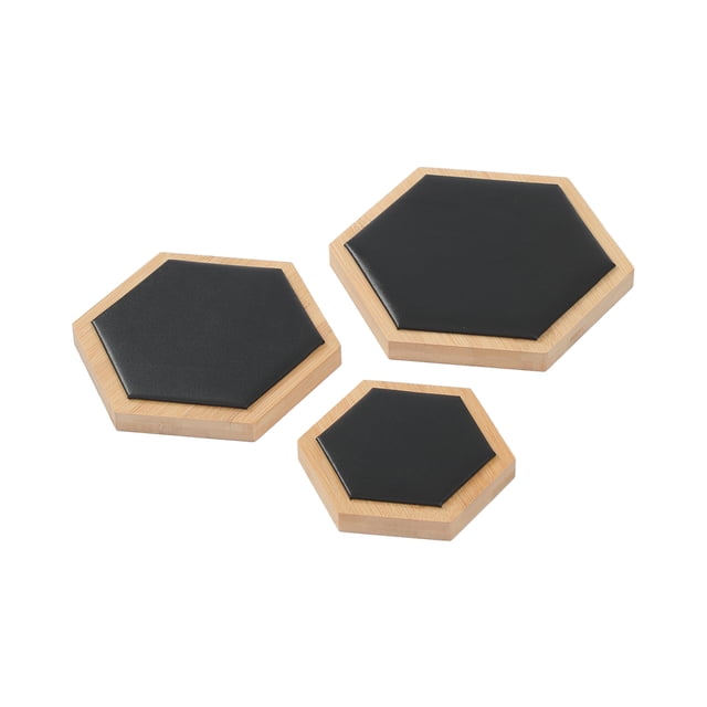 Qarigey Bandeja de exhibición hexagonal con superficie de terciopelo, textura y protección a prueba de arañazos, 3 pack/lote Ropa, zapatos y accesorios Miscelánea Negro