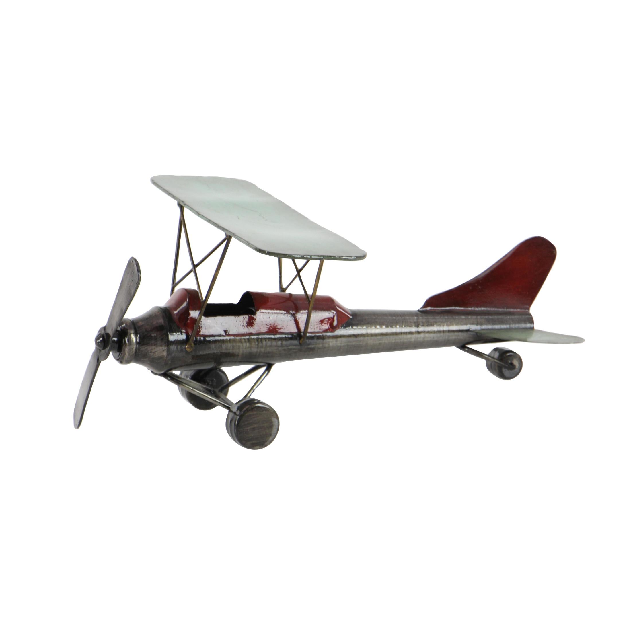14" x 6" Gray Metal Airplane Sculpture, by DecMode