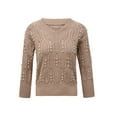 thumbnail image 2 of Seyurigaoka Women Faux Pearl Sweater Long Sleeve V-neck Knitted Pullover, 2 of 9