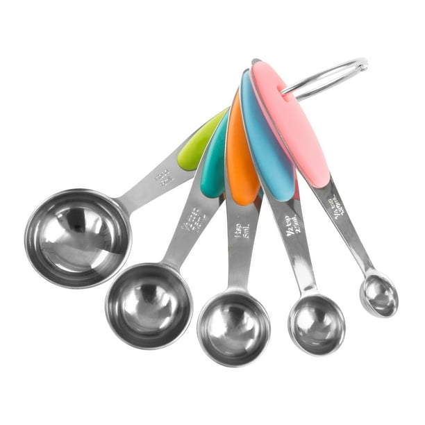 Measuring Spoons Set, Stainless Steel with Colored Silicone Handles and
