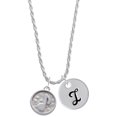 thumbnail image 1 of Delight Jewelry Silvertone Music Note - Round Seal Silvertone Script Initial Disc - I - Charm Necklace, 20"+3", 1 of 4