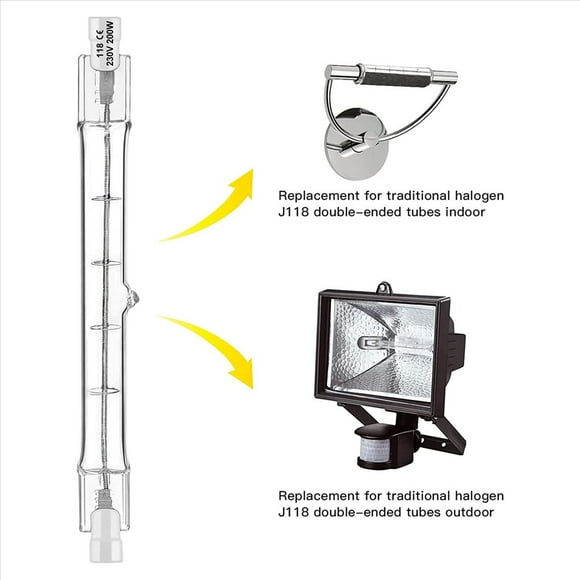 Bombilla HalóGena R7S 118 mm 200 W 230 V Paquete de 30 Barra HalóGena Bombilla HalóGena R7S LáMpara de Barra HalóGena Regulable R7S Luces