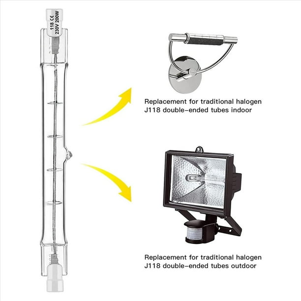 Bombilla HalóGena R7S 118 mm 200 W 230 V Paquete de 30 Barra HalóGena Bombilla HalóGena R7S LáMpara de Barra HalóGena Regulable R7S Luces