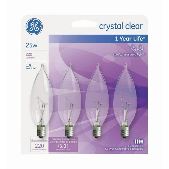 ge lighting 76234 25 watt crystal clear bent tip light 4 count