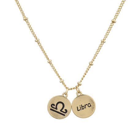 - Lux Accessories Gold Tone Libra and Astrological Sign Charm Necklace