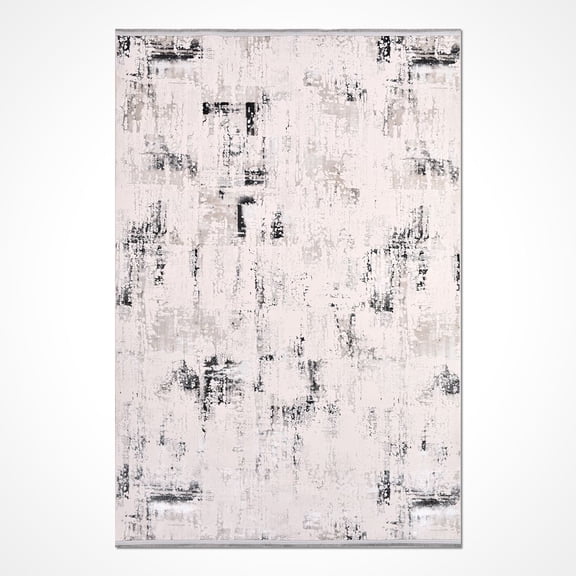 Dallas Grey Abstract Polyester Area Rugs for Living Room Jacquard Textured Modern Rugs Soft Geometric Rug for Bedroom Mid Century Washable Rug Non-Slip Bohemian Perfect for Dining Room Office