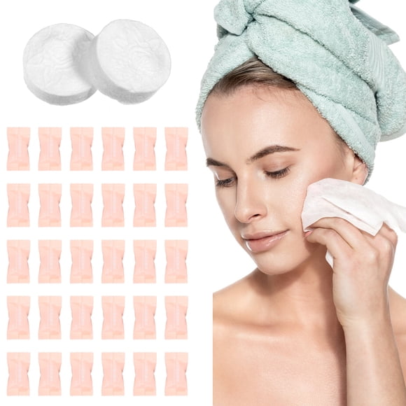 100 toallas comprimidas desechables para la cara, papel de limpieza facial comprimido para viajes y acampadas.