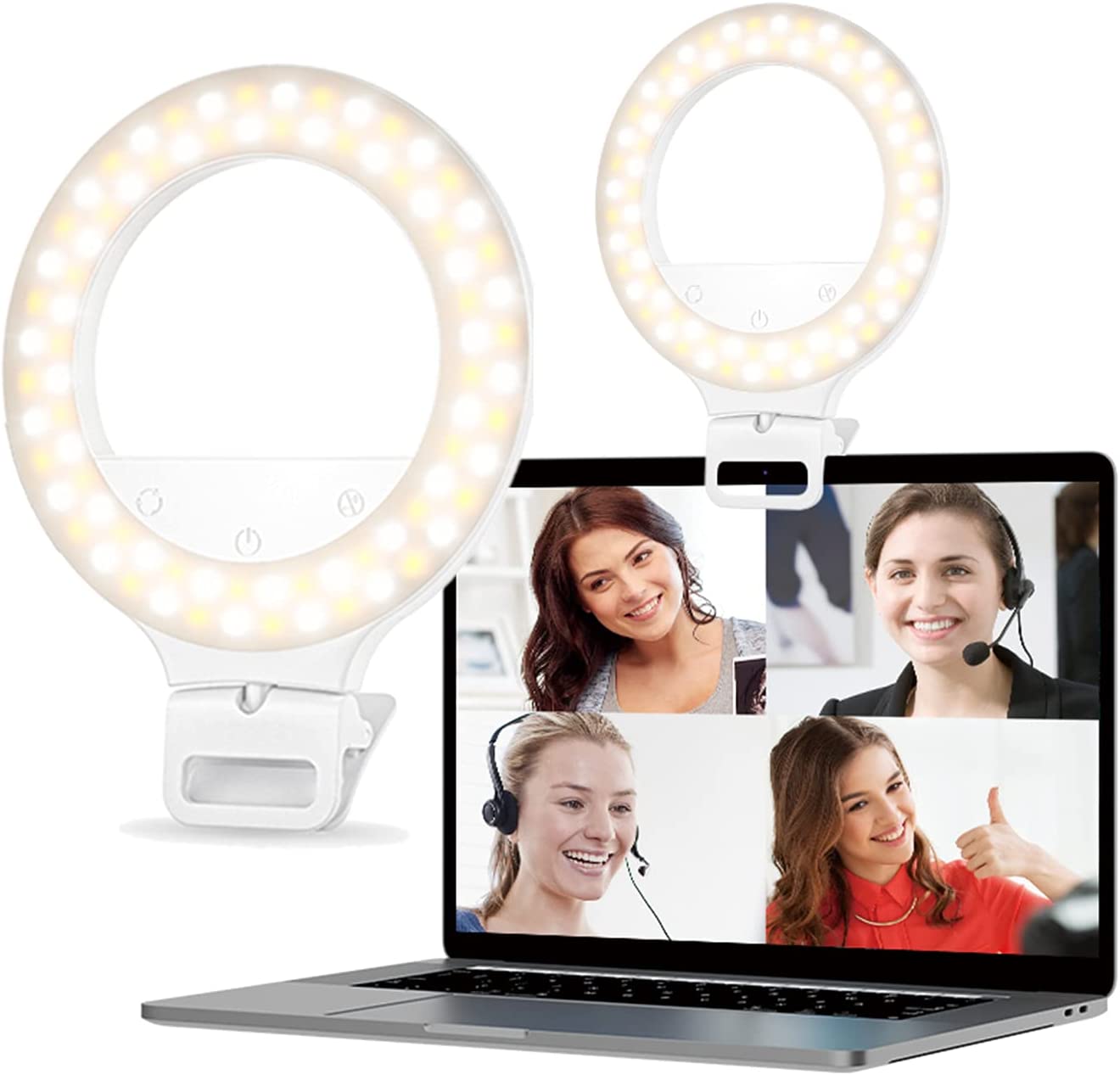 Video Conference Lighting Kit, Ring Light for Monitor Clip On Remote