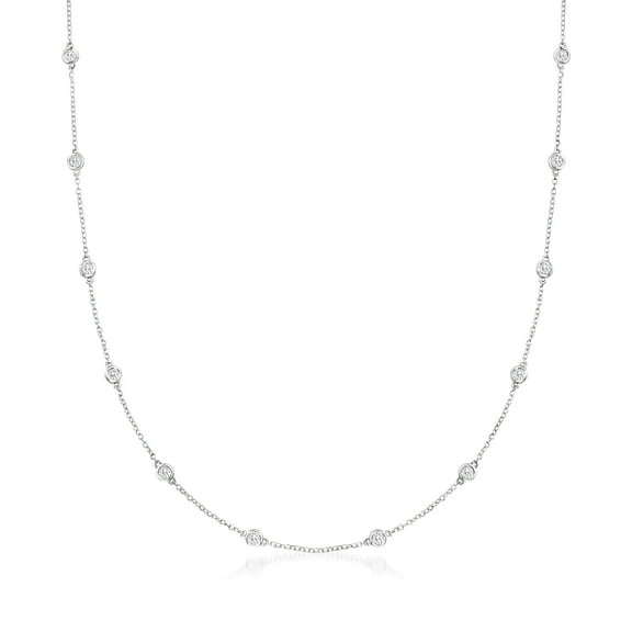 Ross-Simons 1.00 ct. t.w. Bezel-Set Diamond Station Necklace in 14kt White Gold, Women's, Adult