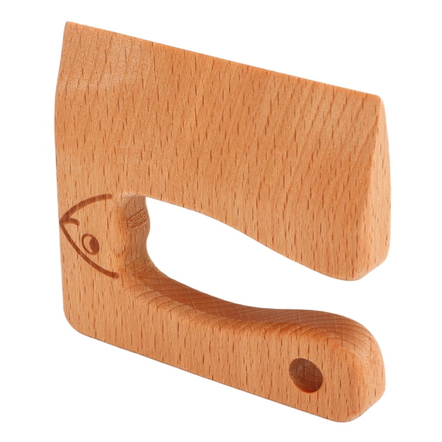Cortador de madera para niños, cuchillo seguro para frutas y verduras, juguete Montessori, herramientas de cocina para niños pequeños, tipo pez