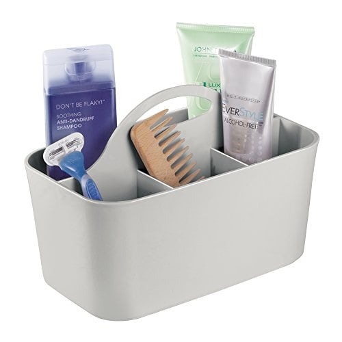 mdesign bathroom shower caddy tote for shampoo, soap, razors light