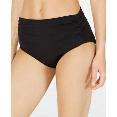 Calvin Klein BLACK Ruched High-Waist Bikini Swim Bottom  US 2X-Large
