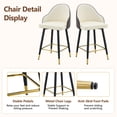 thumbnail image 5 of StnTalk Bar Stools Set of 2, White & Dark Gray PU Leather Counter Height Chairs, Modern Splicing Kitchen Stools with Gold Footrest & Metal Legs for Kitchen Island, 5 of 10