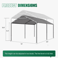thumbnail image 3 of Sunmthink 10x20FT Heavy Duty Carport,Portable Carport with Height Adjustable & Waterproof UV Resistant&Galvanized Steel Frame, Outdoor Car Canopy Shelter for Vehicle, Truck, Boat,Gray, 3 of 9