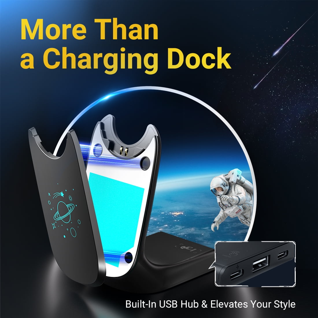 Blucalm V5.4 Wireless Headset with Microphone, Computer Headset with Charging Base & USB Dongle for PC, Wireless Headphones with Noise-Cancelling Mic for Work, WFH, Teams