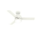 thumbnail image 3 of Hunter - Gilmour Indoor/Outdoor Ceiling Fan With Light, Remote, 44-inch, Matte White, Casual-style, 3-speed WhisperWind Motor, 51846, for Porches, Bathrooms, 3 of 17