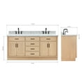 thumbnail image 4 of Ariel Hepburn 73 Inch Double Rectangle Sink Bathroom Vanity With Italian Carrara Marble Countertop 1.5 Inch Edge In Oak, 4 of 10