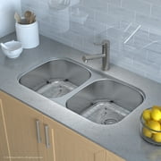 Kraus Premier 32 Inch 16 Gauge Undermount 50 50 Double Bowl Stainless Steel Kitchen Sink