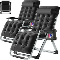 ABORON Zero Gravity Chairs Set of 2, Folding Recliner Lounge Chair, Portable Chaise with Detachable Soft Cushion, Cup Holder, Headrest