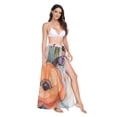 thumbnail image 2 of FORMRS Womens Long Sarong Beach Wrap Semi-Sheer Bikini Skirt Bathing Swimsuit Cover Up, Bright Flowers, 2 of 7