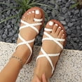 thumbnail image 6 of Summer Sandals for Women Footbed Solid Color Open Toe Slip-On Comfortable Elastic Strap Flat Slippers Sandals for Women Beach Vacation Holiday Vintage Fashion, 6 of 10