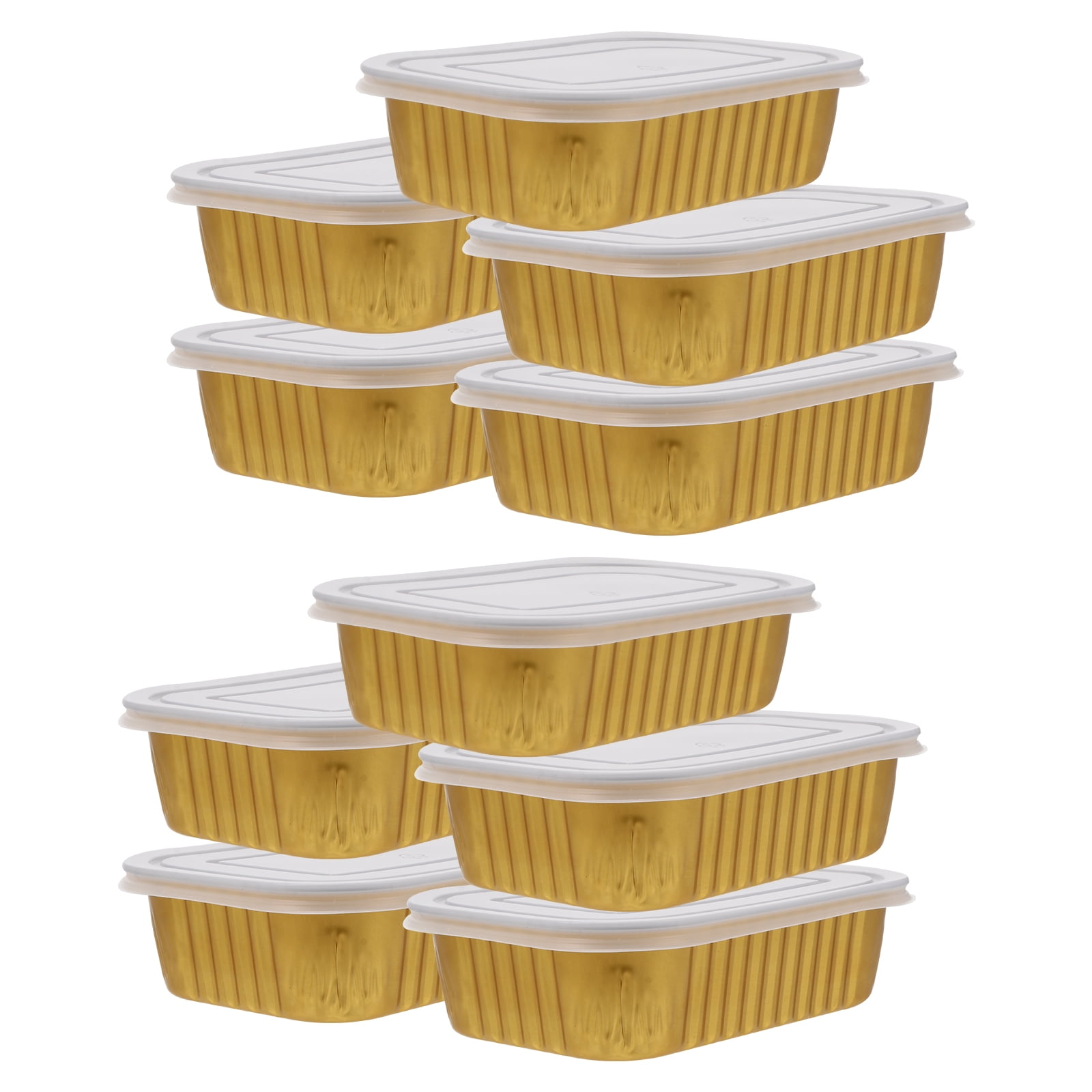 10Pcs Disposable Foil Pans Tin Foil Barbecue Boxes Container with Lids