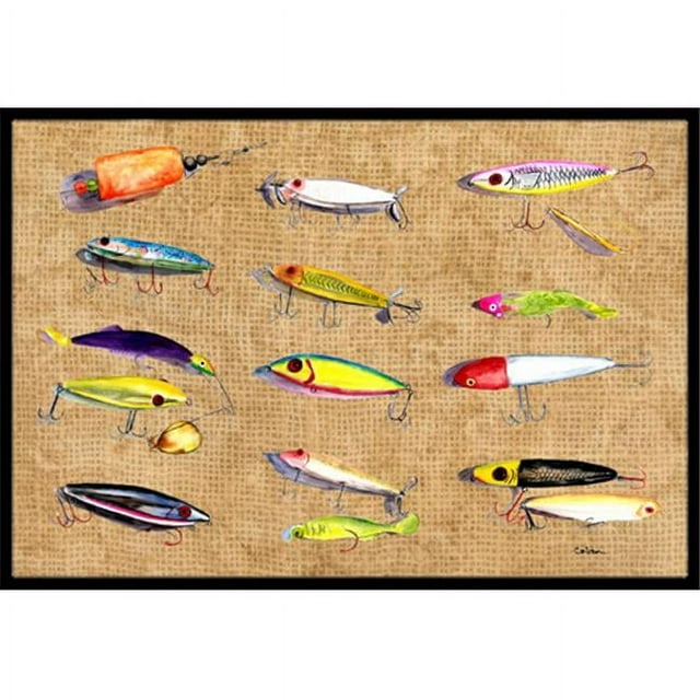 Carolines Treasures 8796JMAT 24 x 36 In. Fishing Lures Indoor or Outdoor Mat