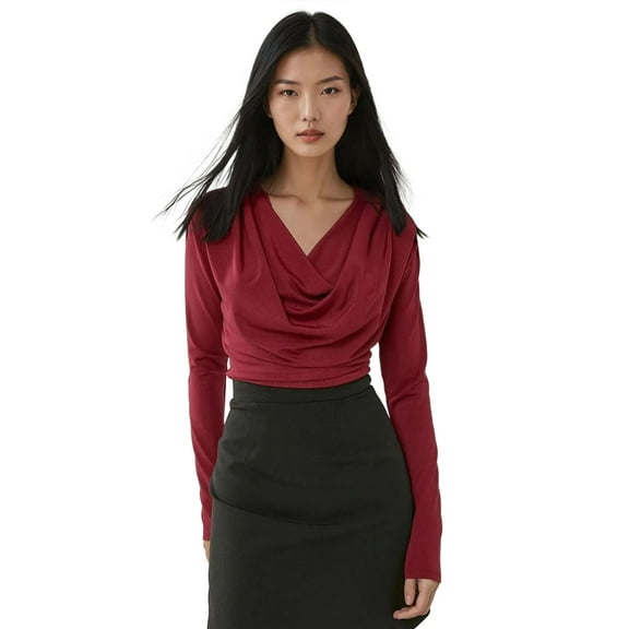 Shawl Collar Shoulder Padded Blouse