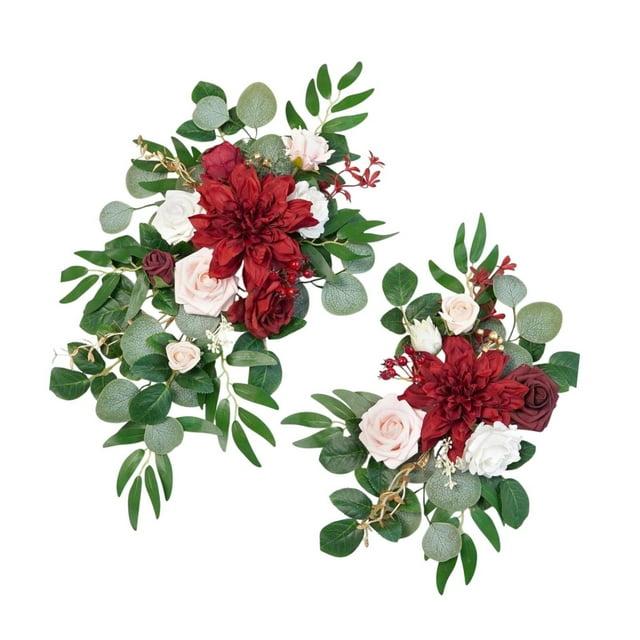 2 piezas de arcos de boda con flores artificiales decorativas, hermosos arcos decorativos bohemios. Rojo