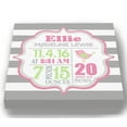 thumbnail image 2 of Personalized Canvas Birth Announcement Nursery Decor Gift, Lovebird Design, Custom Name, Date, Weight & Length, Unique Boys & Girls Baby Shower Wall Art Presents, Color Gray # 7, Size - 12x12, 2 of 5