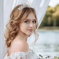 thumbnail image 4 of Tiara nupcial con diamantes de imitación, paquete de 2 coronas de boda de cristal para novia, 4 of 5