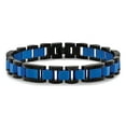 thumbnail image 3 of Primal Steel Stainless Steel Brushed and Polished Black and Blue IP-plated 8.75 Inch Bracelet, 3 of 8