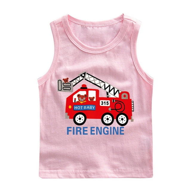 RXIRUCGD 2025 Vêtements d'Été pour Enfants Chemise de Base à Col Rond Sans Manches pour Garçons