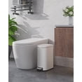 thumbnail image 4 of 2.6 Gallon / 10 Liter Metal Bathroom Trash Can with Lid, Slim Waterproof Step-on Garbage Bin with Inner Bucket, Rear Handle, and Soft Close Lid, Compact Design for Bedroom and Small Spaces,White, 4 of 6