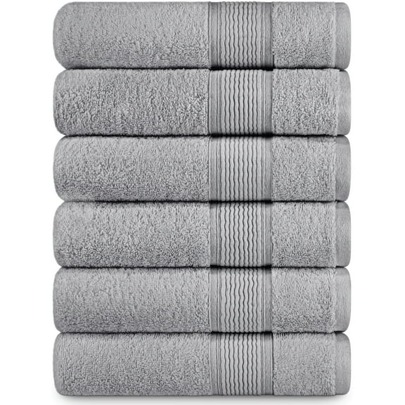 Adobella 6 Piece Cotton Bath Towel Collection, Gray