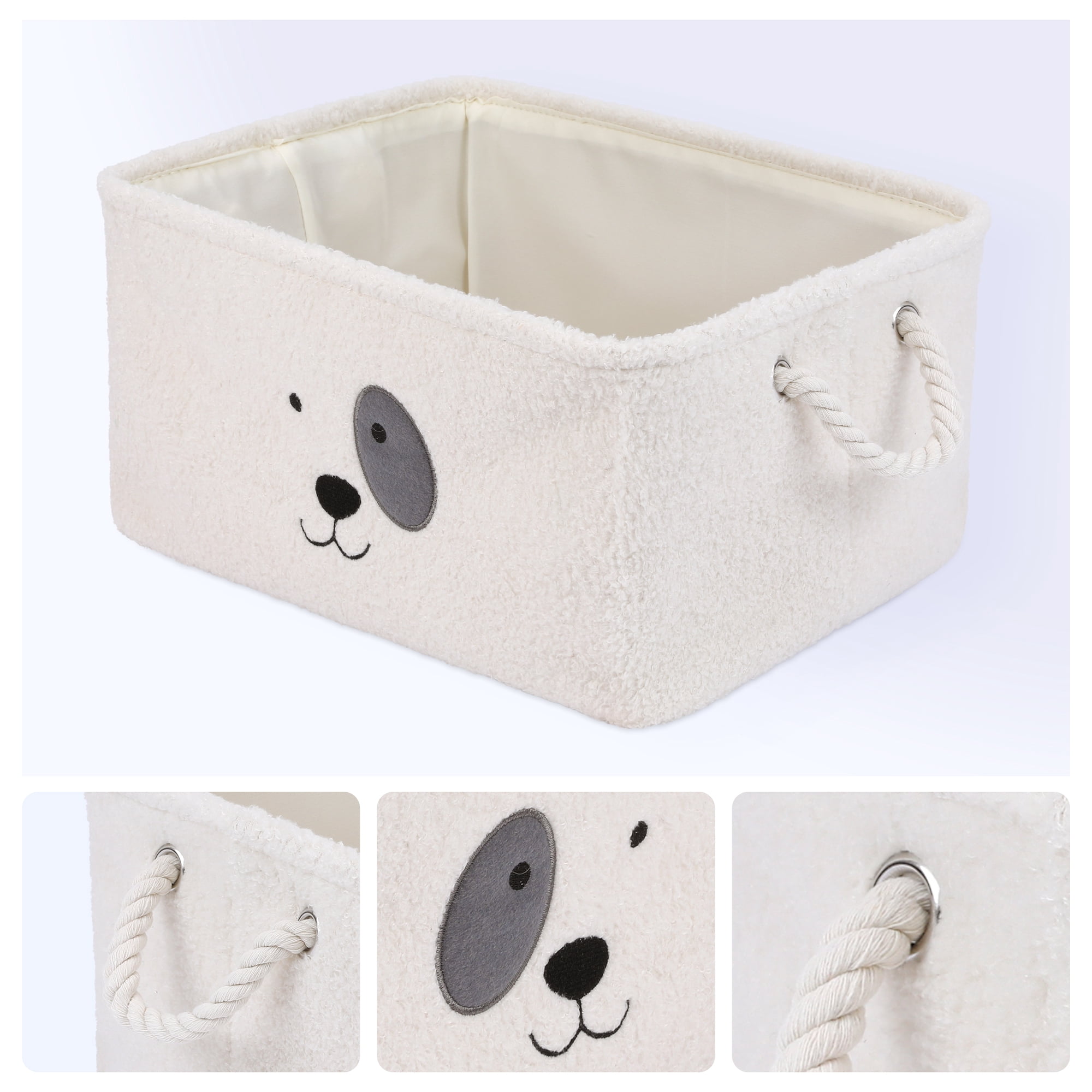 Unique Bargains Storage Cube Cotton Storage Bin with Handles for Closet Organizers Cream