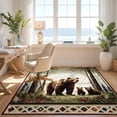 thumbnail image 3 of Design&I 2'x3' Washable Throw Rug Low Profile Daily Traffic Ready Accent Cabin Sunset Wildlife Forest Motif Woodland Bathroom Medieval for Hallway, Laundry Room, 3 of 7