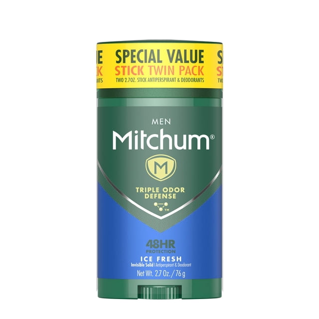 Desodorante en barra Mitchum para hombre, triple defensa contra olores, 80 ml, 2 unidades