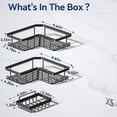 thumbnail image 4 of Estante de ducha adhesivo de esquina con jabonera, organizador de baño de acero inoxidable resistente a la corrosión, sin perforaciones, negro, paquete de 3, 4 of 5