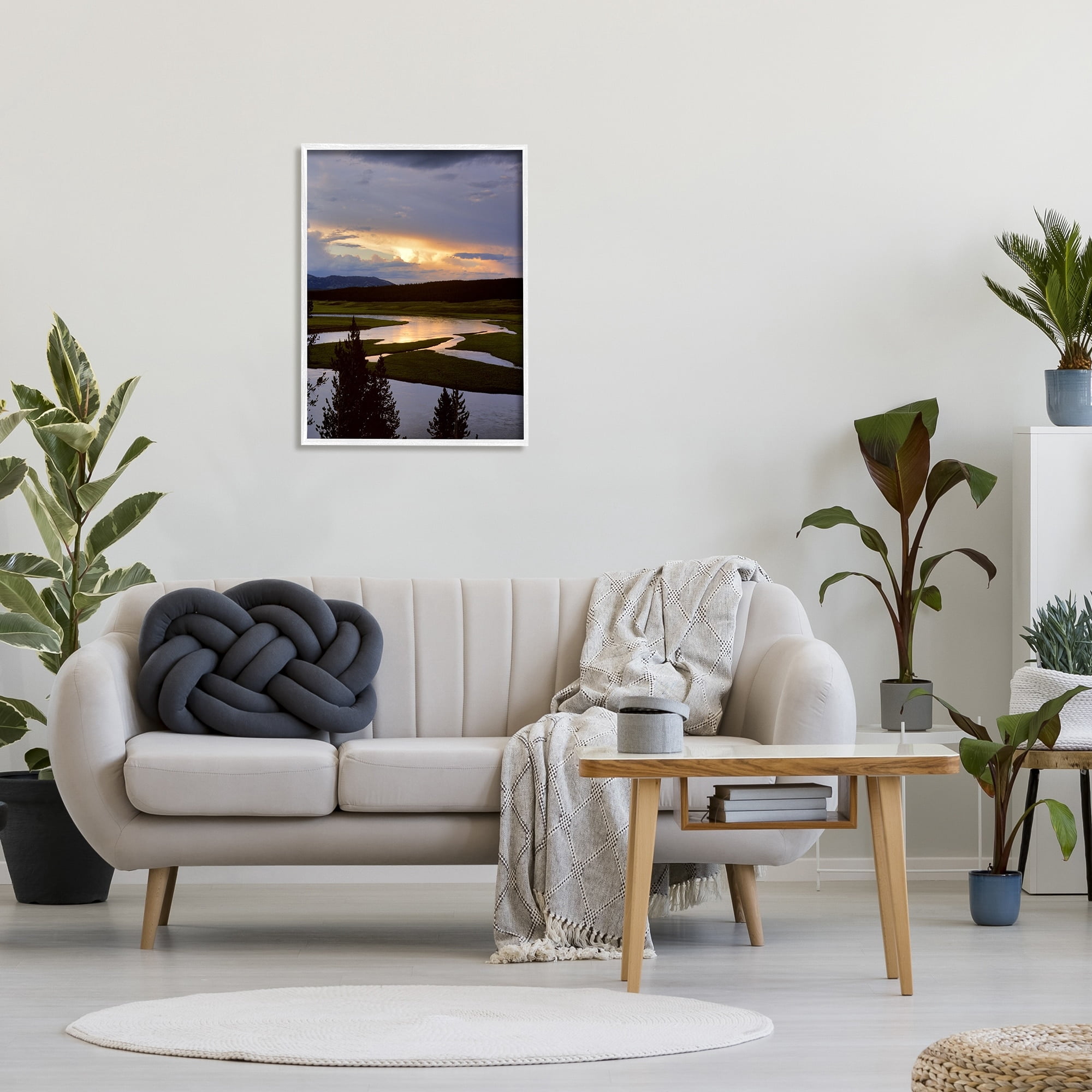 Stupell Industries River Overhead Clouds Landscape Coastal Photography White Framed Art Print Wall Art