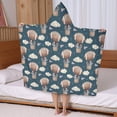 thumbnail image 5 of Blue Background Football Hot Air Balloons Pattern Hooded Bath Towel，50"x30" for Ages 3 To 12 Kids, Quick Dry Lightweight Soft Microfiber Hood Beach Towel Cover Up for Kids, 5 of 7