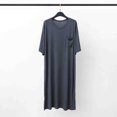 thumbnail image 3 of Kureaily Male Solid Color Short Sleeve Round Neck Nightdress Pocket Robe Homewear Summer Pajamas, 3 of 4