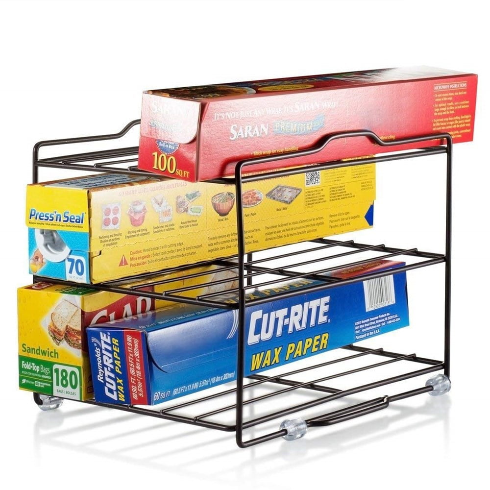 Wrap Organizer Rack Holder Foil Wall Mount Cabinet Door Pantry Kitchen Storage 