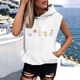 thumbnail image 4 of cocolona Womens Sleeveless Printed Pullover Hoodie Drawstring Trendy Casual Solid Color Sweatshirt with Pocket, 4 of 6
