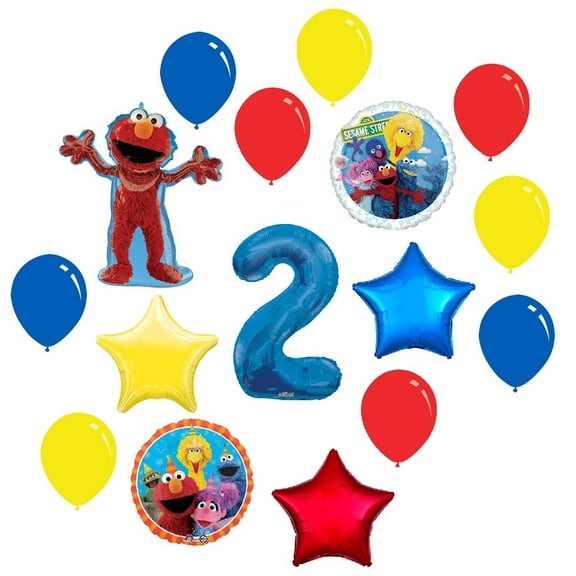 Elmo Sesame Street  2nd Birthday Party 16 Piece Supplies Balloon Decoration Bouquet Set