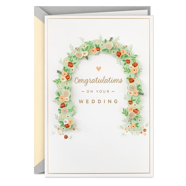 Tarjeta de boda Hallmark con arco floral 13 x 18 cm