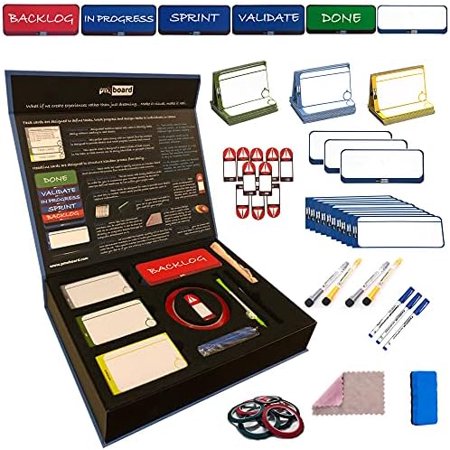 pmxboard Agile Management Magnetic Cards Set, Scrum Board, Kanban Board Full Agile Kit for Project Management. Magnetic Scrum Cards and Kanban Cards Set for Project Boards, Project Planner,114 Pieces