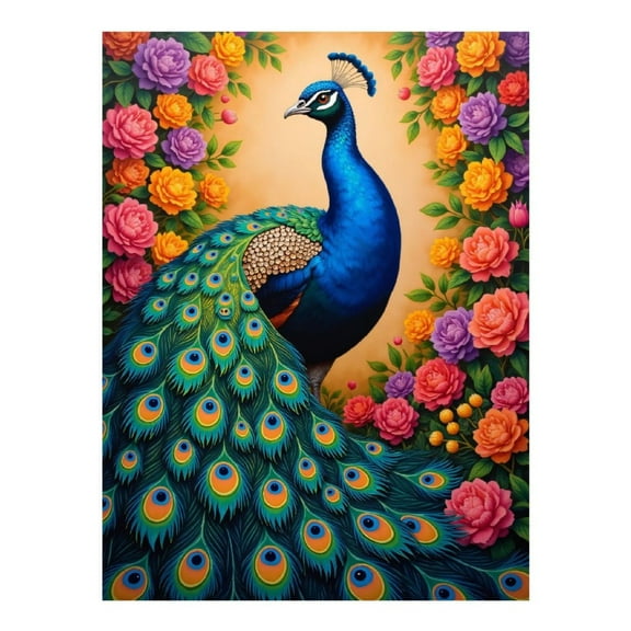 Diamond Art Kits for Adults - 5d Peacock Blooms Vibrant Garden Diamond Painting for Adults, Diamond Art for Adults Beginners, Diamond Painting Kits for Adults for Home Wall Decor