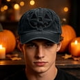 thumbnail image 4 of SYMOID Dad Hat Embroidered Hall-oween Pumpkin Face, Washed Cotton Adjustable Baseball Cap for Men Women Black Hats,Size Free Size, 4 of 6