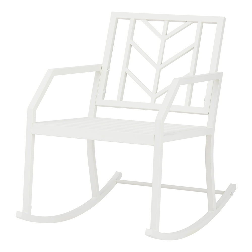 Mainstays Evry Bell Outdoor Metal Rocking Chair, White - Walmart.com - Walmart.com